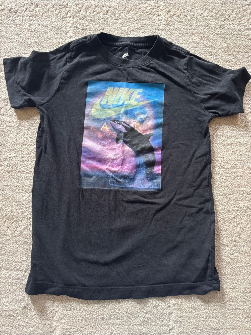 Nike Black Tee with Multicolor whale graphic